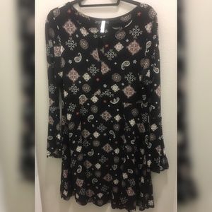 Empire-waist, patterned, knit dress